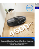 Proscenic M9 Robot Vacuum Cleaner Laser Navigation 4500Pa Suction Dual Rotation Mops Carpet Detection 2.5L Dust Bag 5200mAh Battery Max 250 Mins Runtime Google Home Alexa & app control - Black