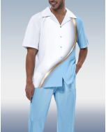 Blue Gradient Short Sleeve Hiking Suit for Men by Suitmens