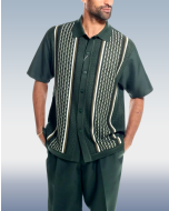Men's 2-Piece Walking Suit: Short Sleeve in Green Color