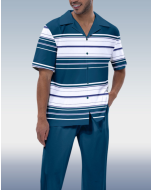 Men's Striped Short Sleeve Two-Piece Suit by Suitmens