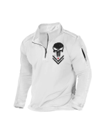 USA SKULL ZIPPER POCKET STAND COLLAR SWEATSHIRT