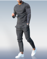Men's Dark grey Crew Neck Casual Sports Suit