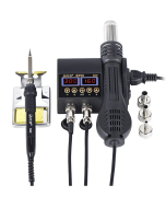 2 in 1 750W 220V/110V Soldering Station Hot Air Gun Heater LCD Digital Display Soldering Iron Welding Rework Station for Cell-phone BGA SMD PCB IC Repair - 220V EU Plug