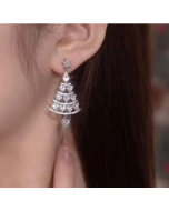 Exquisite Zircon Christmas Tree Stud Earrings for Women Girls Shiny Rhinestone Crystal Drop Earring Christmas New Year Gift
