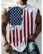 Men's Casual Printed Flag Tank Top