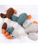 Bite resistant vocal teething plush cat and dog toys burlap geese