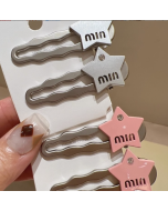 Sweet Cool Metal Pink Star Duckbill Clip Bangs Clip Matte Silver Premium Feeling Side Clip Hair Clips Hair Cards Hair Accessories Female