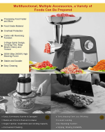 Juissiart Meat Grinder, 2500W Max Stainless Steel Meat Grinder Electric, ETL Approved Meat Mincer w/ Blade, 3 Plates, Sausage Stuffer Tube & Kubbe Kit for Home Kitchen Use, 2 Speeds Mode