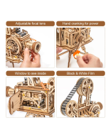 Robotime 183pcs Retro Diy 3D Hand Crank Film Projector Wooden Model Building Kits Assembly Vitascope Toy Gift for Children Adult