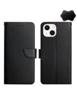 Genuine leather anti-fingerprint left and right open cell phone case black