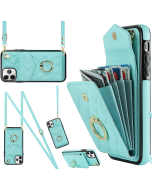 For iPhone 11 Pro Crossbody Small Fragrance Organizer Card Case (Mint Green)