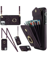 For iPhone 11 Crossbody Small Fragrance Organizer Card Case (Deep Purple)