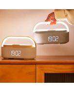2023 Best Selling Multifunction Night Light Alarm Clock Phone Holder 15w Wireless Charger Charging With Bt Speaker