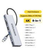 ESSAGER 8-in-1 USB Hub with SSD Storage, USB Type-C to HDMI, 4K HD Display, 10Gpbs Transmission Speed, 1*USB3.2 1*USB2.0 1*SD Card Slot 1*TF Card Slot, Compatible Laptop Dock Station