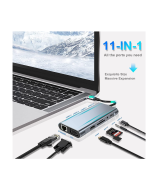 KABEWUS USB C HUB, 11-in-1 USB C Adapter with HDMI 4K VGA USB 3.0 Port PD Type-C RJ45 Ethernet Port SD/TF Card Reader, 3.5mm AUX Compatible with MacBook Pro/Air More Type-C Devices