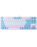 Daseey BAJEAL 87 Keys Wired Mechanical Keyboard Mixed Light Mechanical Keyboard with Blue Mechanical Switch White+Blue Sleep Button