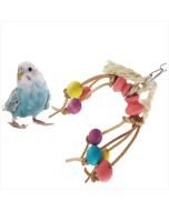 Creative cowhide rope wood bead parrot bird nibble toy