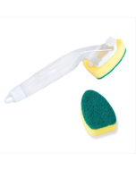 Kitchen plastic long handle cleaning brush Automatic filling brush Removable replacement sponge decontamination brush (with two heads)