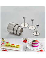 Stainless steel rice ball mold Hotel Chef cold dish round plastic mold set kitchen baking cake tools, specifications: 3 mold +3 push plate