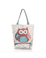 Owl Canvas Vertical Shoulder Bag Crossbody Bag Handbag For Women