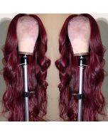Wine Red Brazilian Long Water Wave Wig