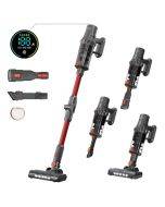 JIGOO C500 Cordless Vacuum Cleaner, 33KPa Suction, 500W Motor, Smart Dust Sensor, 1.2L Dust Cup, 5-Stage Filtration, Up to 60 Mins Runtime, 8x2200mAh Removable Batteries, LED Touch Screen, Rotatable Metal Tube - Red