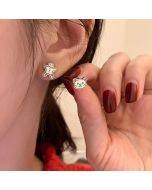 Elegant Women's Light Luxury Pearl Double Layer Earrings with Diamond Earrings, Specification: EH1595 One Pair