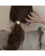 Korean Simple Women High Elastic Metal Brushed Hair Rope Rubber Band Headwear(Gold)