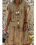 Dress solid color loose V-neck short sleeve skirt