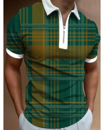 Men's Plaid Casual Polo Shirt