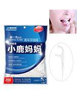 Little Deer Mom Ultra fine Safe Flat Dental Floss Rod Bow shaped Teeth Picker Dental Floss Portable Dental Floss Bag Pack of 200