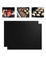 2 PCS 0.2mm Thick Barbecue Grill Mat Non-Stick BBQ Grill Mats, Size:40x33CM(Black)