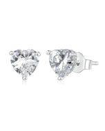 BSE853 sterling silver S925 platinum plated sparkling heart-shaped earrings