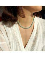 Hand-made gemstone turquoise necklace collarbone chain