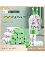 Cartoon printing rabbit drawstring rubbish bags household large portable plastic bags disposable thickened kitchen drawstring bags