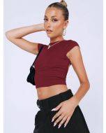 European and American fashion Y2K summer sexy backless nylon moisture wicking comfortable breathable short-sleeved slim top T-shirt for women