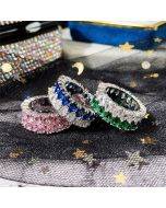 Deluxe double draining zirconium ring full of diamond couples ring