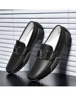 Big brand genuine leather Doudou shoes spring and summer breathable trendy casual leather shoes British slip-on driving trendy shoes plus size men's shoes