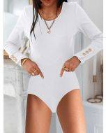 Fashion Long sleeve button-down jumpsuit