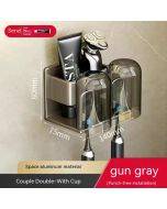 Space aluminum electric toothbrush rack light luxury bathroom punch-free wall-mounted storage rack for washing