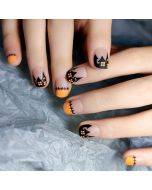 Halloween Fright Night Vintage Pumpkin Nail Art Fake Nail Stickers Wearing Nail