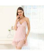 European and American V-neck nightdress female summer new sexy lace hot temptation beautiful back sexy suspender pajamas home service