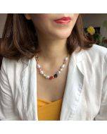 Colored glass pearl necklace bow