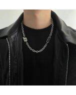 Black gemstone lettering titanium steel necklace collarbone chain
