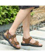 Summer Sandals Men's Thick Sole Open Toe Cowhide Men's Beach Shoes Soft Sole Fashion Large Size Outdoor Casual Shoes