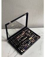 MYDARB Exquisite Practical Fine 100 Slot Ring Display Tray Organizer Show Case Jewelry Earrings Holder Storage Box Transparent Window