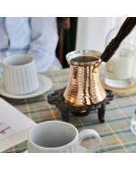 Turkish handmade thickened copper coffee pot hot milk boiling tea pot wooden handle heatproof hand brew pot