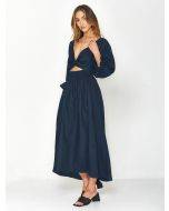 Women Wear Elegant Long Evening Party Dress Square Neck Long Sleeve High Waist Elegant A-Line Dresses