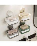 Soap box sponge soap holder bathroom shelf suction cup wall-mounted draining creative home