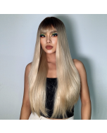 Qi Liu Hai Gradient Long Straight Hair Chemical Fiber High Temperature Silk Wig